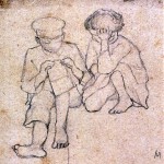 Disegni di Brancaleone Cugusi da Romana: studio per Bambino e bambina
