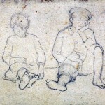Disegni di Brancaleone Cugusi da Romana: studio per Bambina e bambino