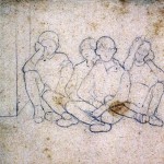 Disegni di Brancaleone Cugusi da Romana: studio per Quattro bambini