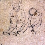 Disegni di Brancaleone Cugusi da Romana: studio per Due bambini