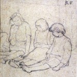 Disegni di Brancaleone Cugusi da Romana: studio per Tre bambine - 2