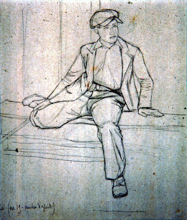 Disegni di Brancaleone Cugusi da Romana: Ragazzo seduto con berretto