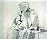 Disegni di Brancaleone Cugusi da Romana: Uomo seduto con mantella