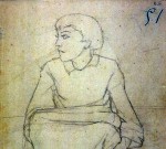 Disegni di Brancaleone Cugusi da Romana: studio per Ragazza seduta - 2