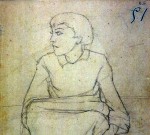 Disegni di Brancaleone Cugusi da Romana: studio per Ragazza seduta - 2