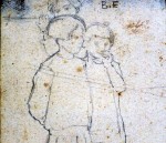 Disegni di Brancaleone Cugusi da Romana: studio per Tre bambine