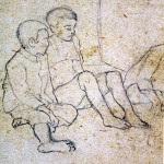 Disegni di Brancaleone Cugusi da Romana: studio per Tre bambini