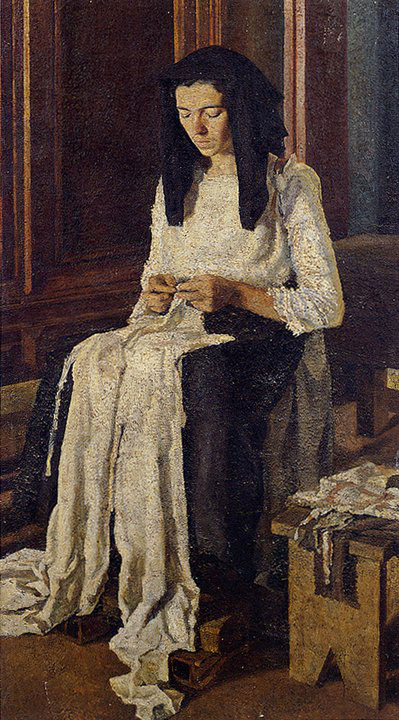 Opere di Brancaleone Cugusi da Romana: Donna che cuce (1936-1941)