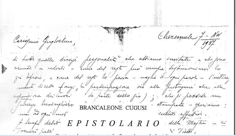 Brancaleone Cugusi da Romana epistolario