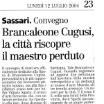 Sassari Convegno Brancaleone Cugusi, la città riscopre il maestro